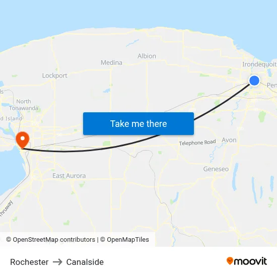 Rochester to Canalside map
