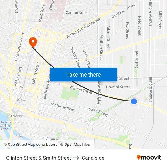Clinton Street & Smith Street to Canalside map