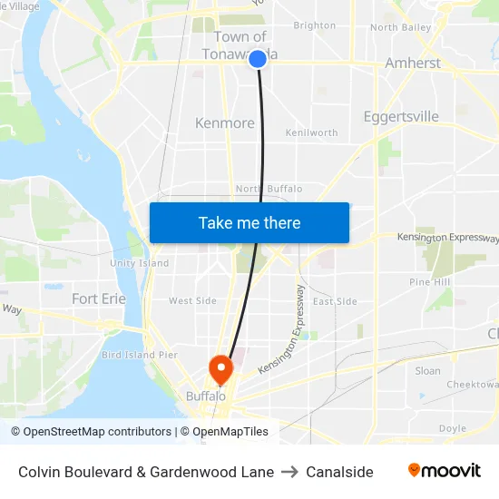 Colvin Boulevard & Gardenwood Lane to Canalside map