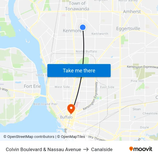 Colvin Boulevard & Nassau Avenue to Canalside map