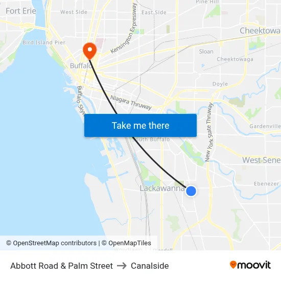 Abbott Road & Palm Street to Canalside map