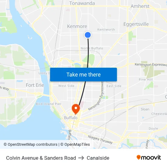 Colvin Avenue & Sanders Road to Canalside map