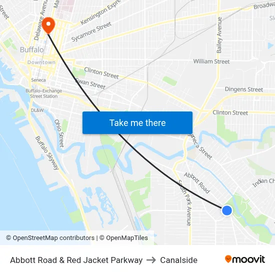 Abbott Road & Red Jacket Parkway to Canalside map
