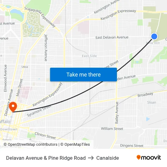 Delavan Avenue & Pine Ridge Road to Canalside map
