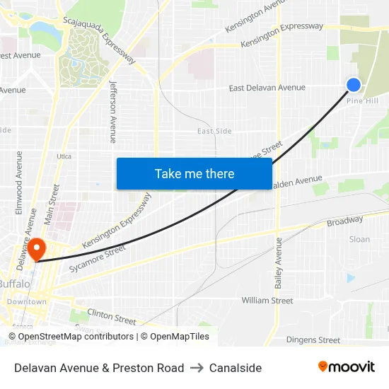 Delavan Avenue & Preston Road to Canalside map