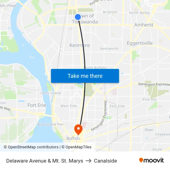 Delaware Avenue & Mt. St. Marys to Canalside map