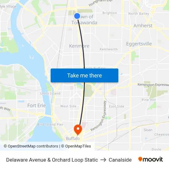 Delaware Avenue & Orchard Loop Static to Canalside map