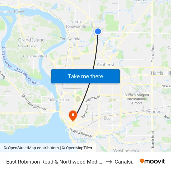 East Robinson Road & Northwood Medical to Canalside map