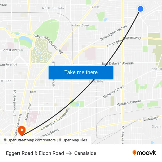 Eggert Road & Eldon Road to Canalside map