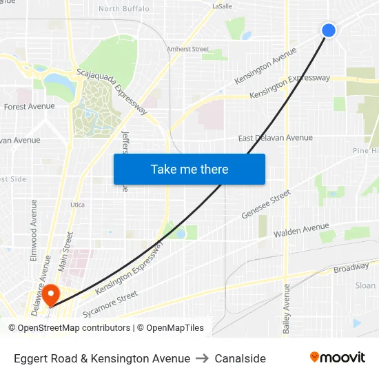 Eggert Road & Kensington Avenue to Canalside map
