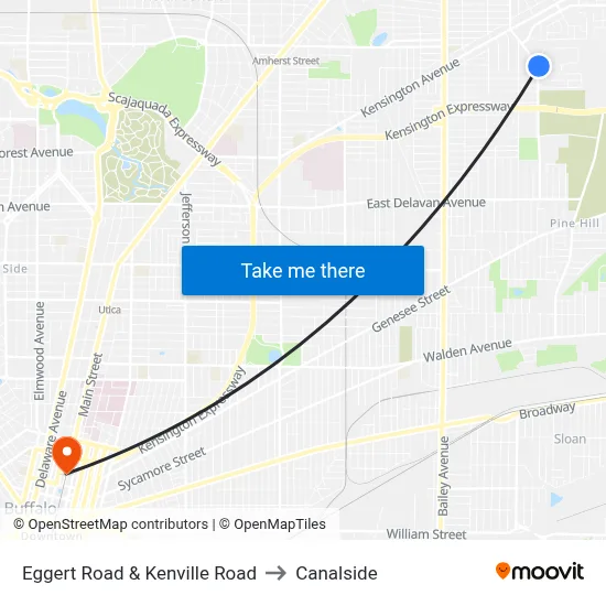 Eggert Road & Kenville Road to Canalside map