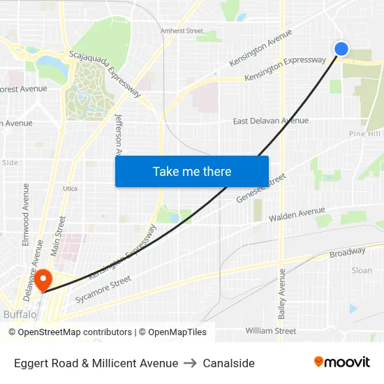 Eggert Road & Millicent Avenue to Canalside map