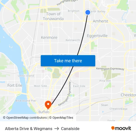 Alberta Drive & Wegmans to Canalside map