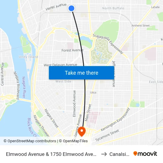 Elmwood Avenue & 1750 Elmwood Avenue to Canalside map
