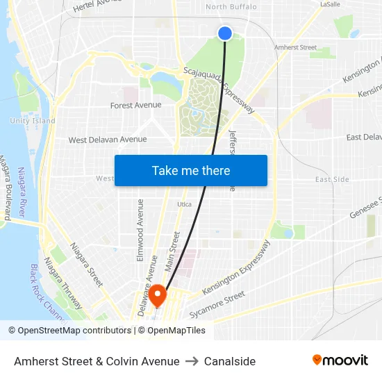 Amherst Street & Colvin Avenue to Canalside map