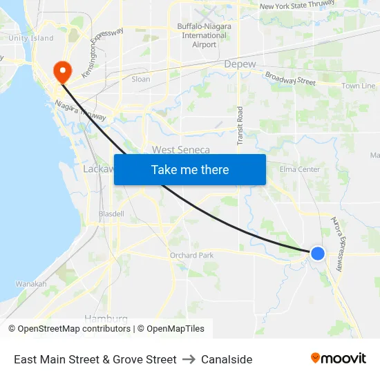 East Main Street & Grove Street to Canalside map