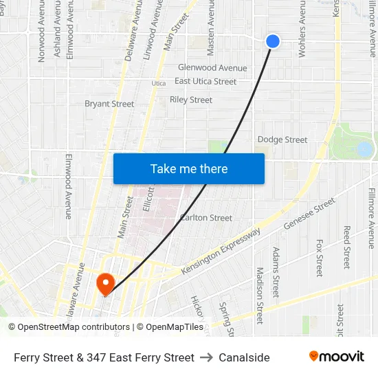 Ferry Street & 347 East Ferry Street to Canalside map