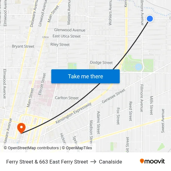 Ferry Street & 663 East Ferry Street to Canalside map