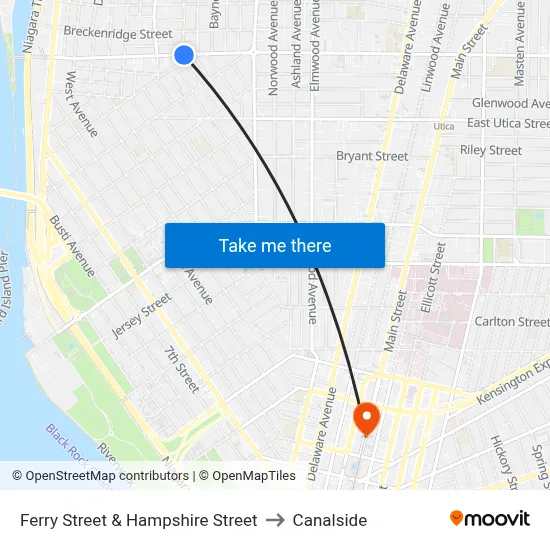 Ferry Street & Hampshire Street to Canalside map