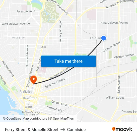 Ferry Street & Moselle Street to Canalside map