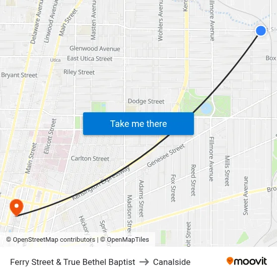 Ferry Street & True Bethel Baptist to Canalside map