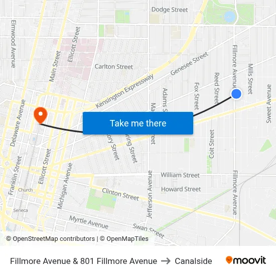 Fillmore Avenue & 801 Fillmore Avenue to Canalside map