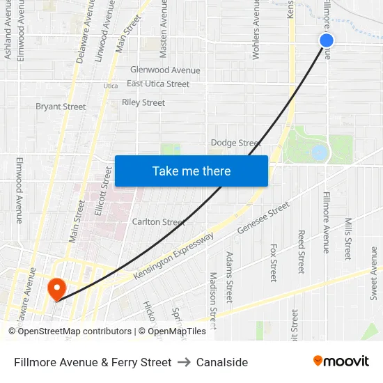 Fillmore Avenue & Ferry Street to Canalside map