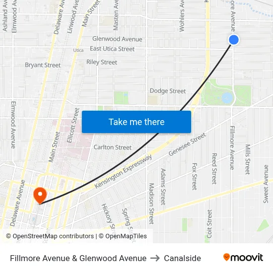 Fillmore Avenue & Glenwood Avenue to Canalside map