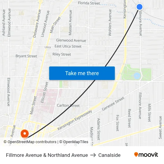 Fillmore Avenue & Northland Avenue to Canalside map