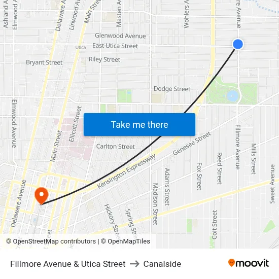 Fillmore Avenue & Utica Street to Canalside map