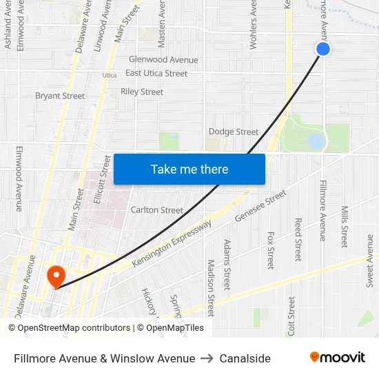 Fillmore Avenue & Winslow Avenue to Canalside map