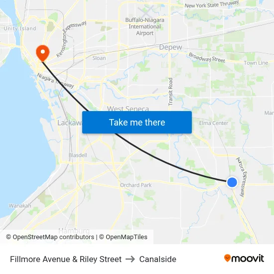 Fillmore Avenue & Riley Street to Canalside map