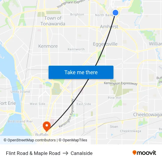 Flint Road & Maple Road to Canalside map
