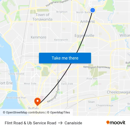 Flint Road & Ub Service Road to Canalside map