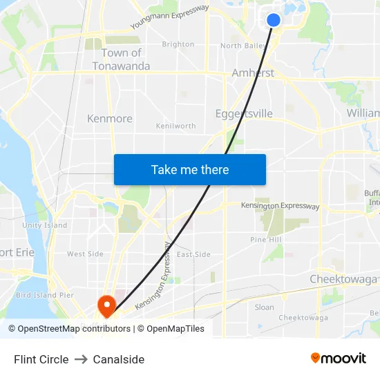 Flint Circle to Canalside map