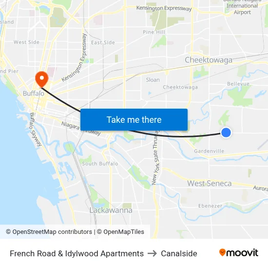 French Road & Idylwood Apartments to Canalside map