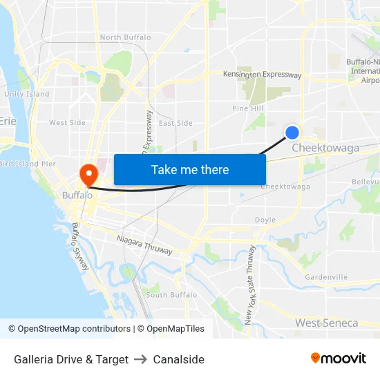 Galleria Drive & Target to Canalside map
