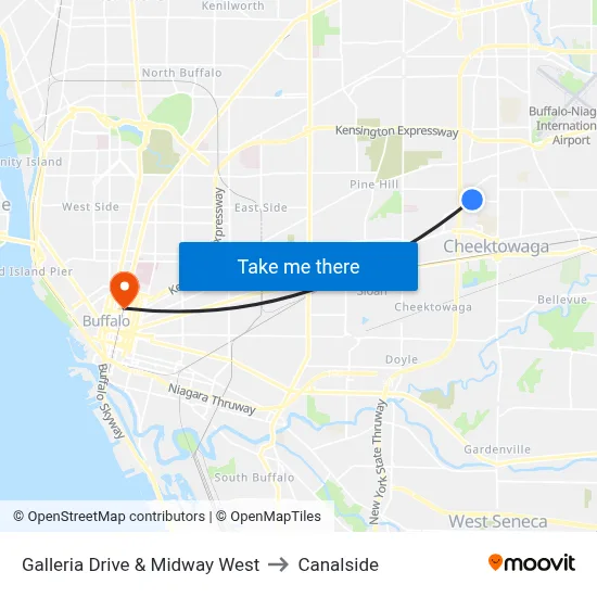 Galleria Drive & Midway West to Canalside map