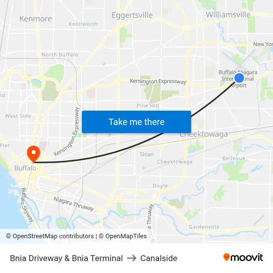Bnia Driveway & Bnia Terminal to Canalside map