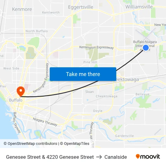Genesee Street & 4220 Genesee Street to Canalside map