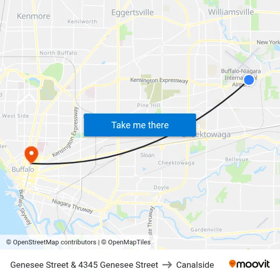 Genesee Street & 4345 Genesee Street to Canalside map