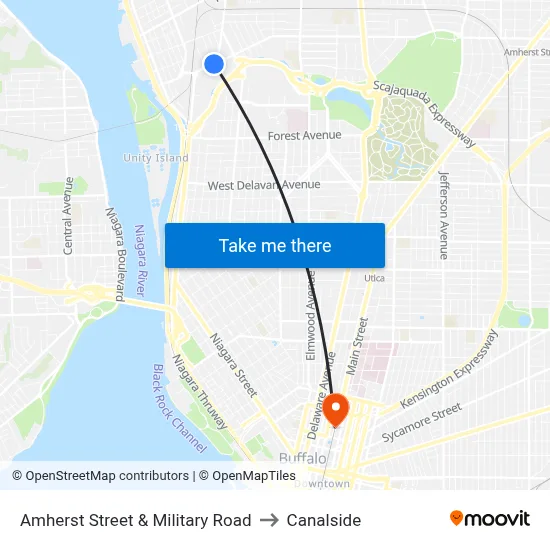 Amherst Street & Military Road to Canalside map