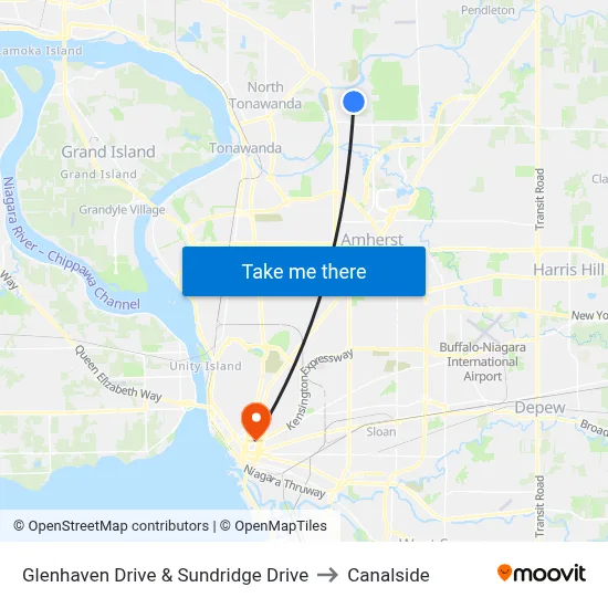 Glenhaven Drive & Sundridge Drive to Canalside map