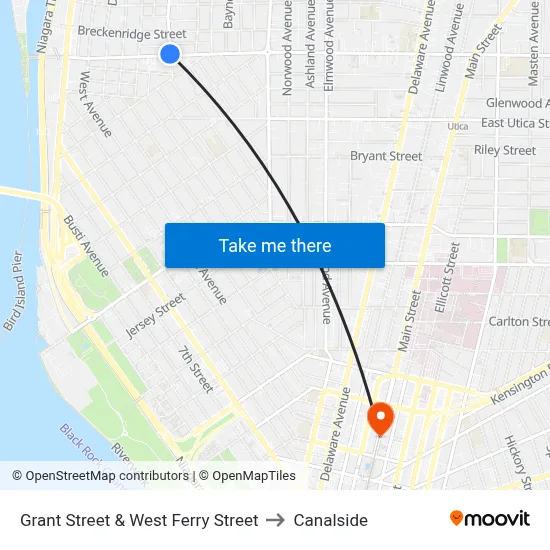 Grant Street & West Ferry Street to Canalside map