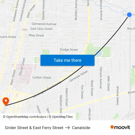 Grider Street & East Ferry Street to Canalside map