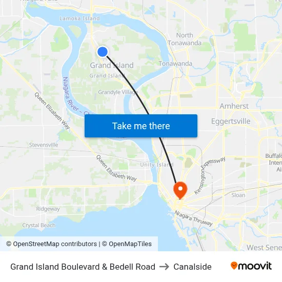 Grand Island Boulevard & Bedell Road to Canalside map