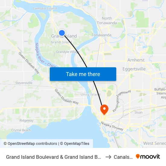 Grand Island Boulevard & Grand Island Boulevard to Canalside map