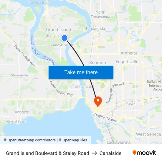 Grand Island Boulevard & Staley Road to Canalside map