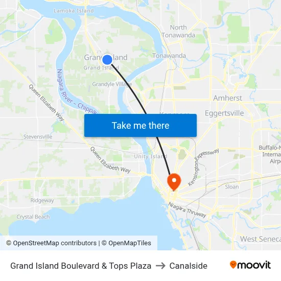 Grand Island Boulevard & Tops Plaza to Canalside map