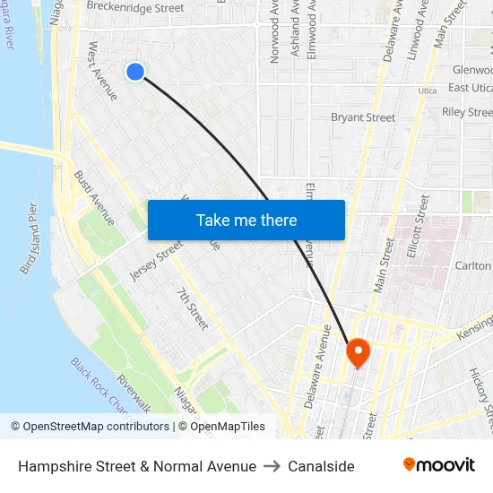 Hampshire Street & Normal Avenue to Canalside map